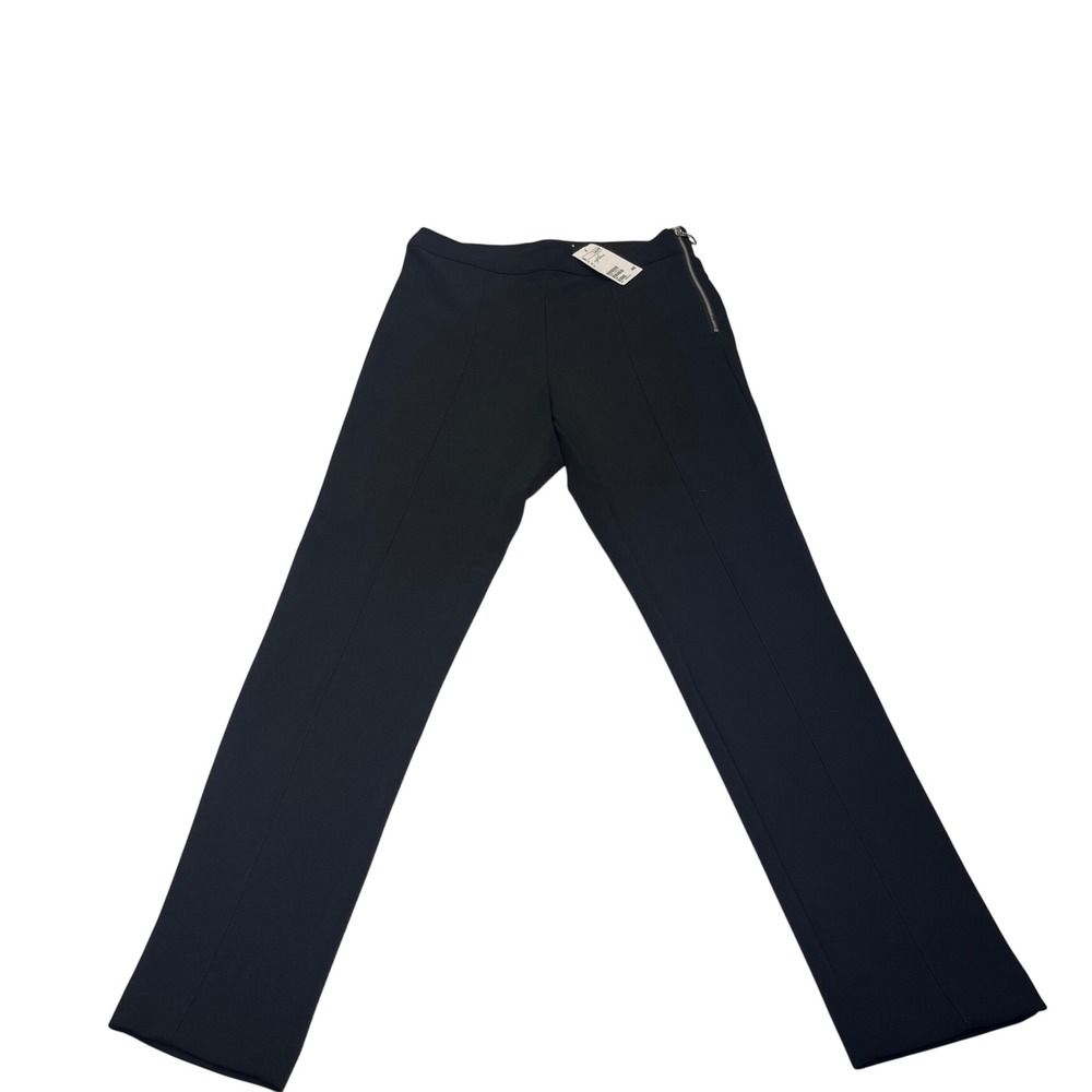 H&M Black Pants Straight Leg Zip Detail‎ Size 10